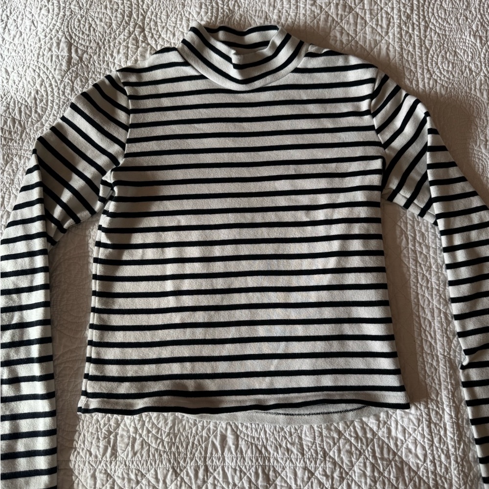 Bershka Cropped Striped Mock Turtleneck
